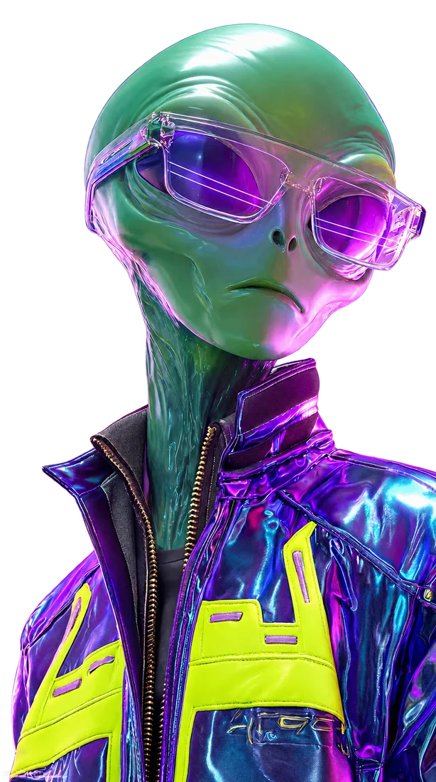 Cosmos, alien en veste violette